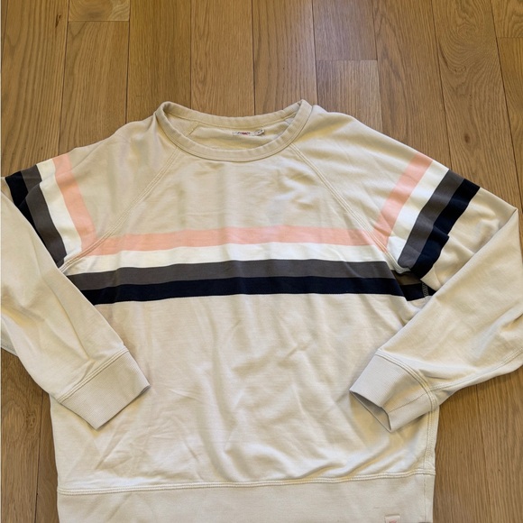 Faherty Cream and Black Striped Sweatshirt - Picture 2 of 2